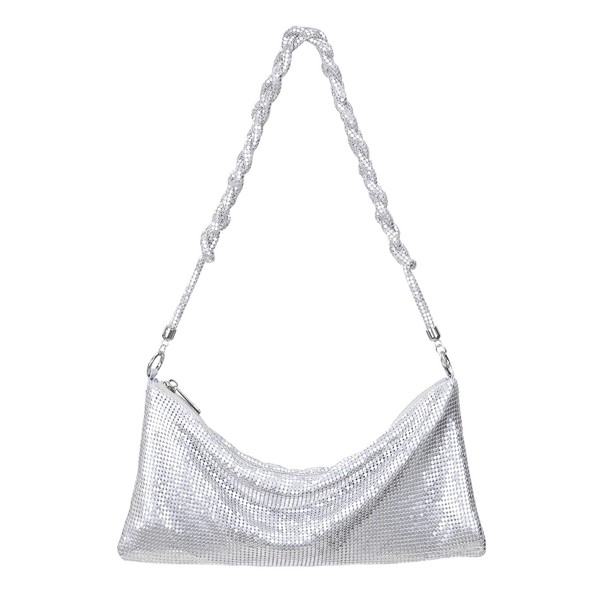 HDE Women's Metallic Mesh Evening Bag Shiny Braid Knotted Shoulder