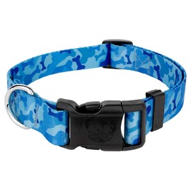 Country Brook Petz - Deluxe Blue Bone Camo Dog Collar - Made in The U.S.A - Military and Camo Collection with 15 Rugged Designs (1 Inch, Large)