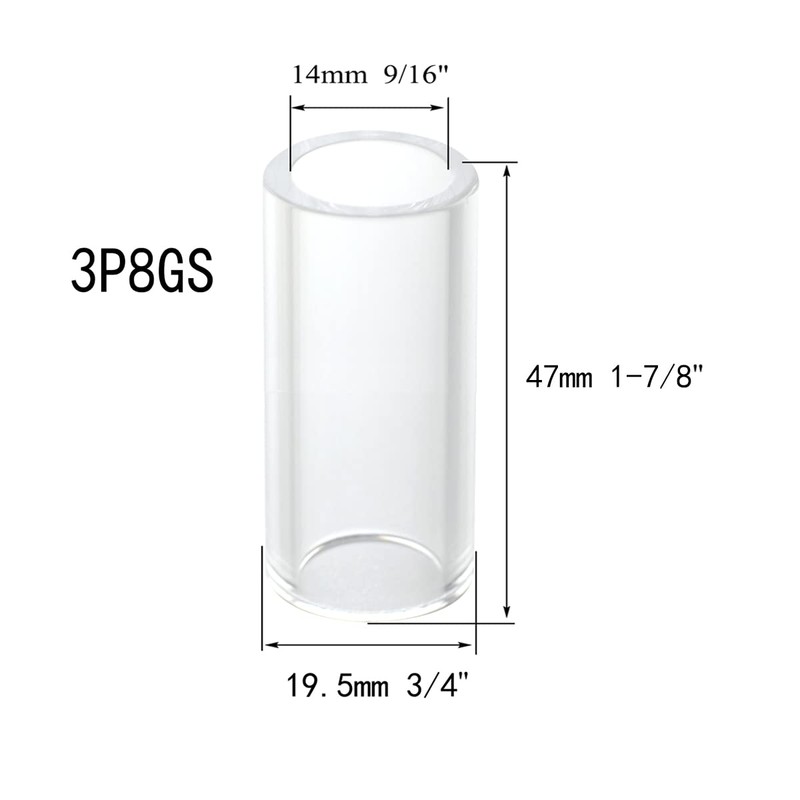 RIVERWELD TIG Glass Cups Clear Quartz Nozzle 3P8GS 9/16" 14mm