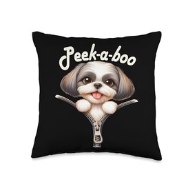 Funny - Peek-a-boo - Shih Tzu Throw Pillow