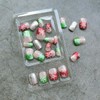 24Pcs Christmas Press on Nails Short Square Fake Nails Red
