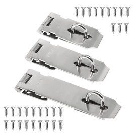zDwfDc 3 Pack Silver Door Lock Latch, 3 Inch, 4 Inch, 5 Inch Hasp Lock Latch Stainless Steel Safety Packlock Clasp, Extra Thick Gate Latch with 30PCS Screws DD022-S