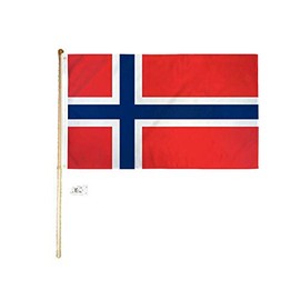 JumpingLight 5 Wood Flag Pole Kit Wall Mount Bracket with 3x5 Norway Country Polyester Flag - Quality Flags