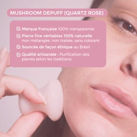 ROLL ON Jade Mushroom Depuff Rose Quartz - Disappointed Cutanes Fabric - Revitalizes the Oval of the Face - Reactivates Microcirculation - Made from 100% Natural and Damaged Stones.