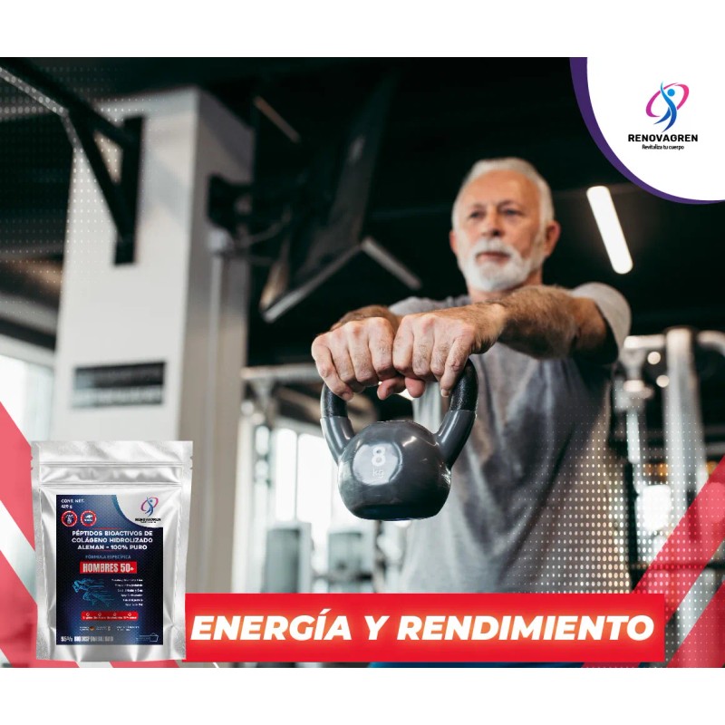 Péptidos Colágeno Hombre +50 Años Hidrolizado Alemán 800g Sin Sabor
