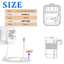 6V 600mA Replacement Breg Part # 10698 Transformer for Ice Machine Power Cord, Polar Replacement Power Cord Charger