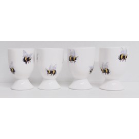 Bees Egg Cups Set of 6 Fine Bone China Bumblebee Hand Decorated in UK