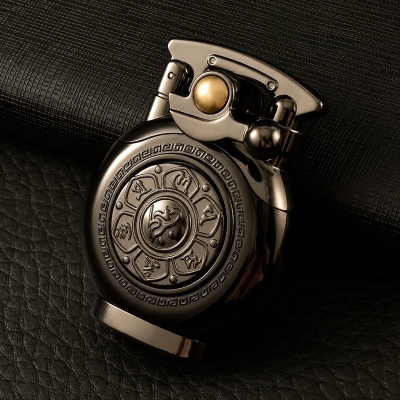 Brass Rocker-Arm Refillable Liquid-Fuel Lighter – Mechanical One-Hand Pocket Lighter