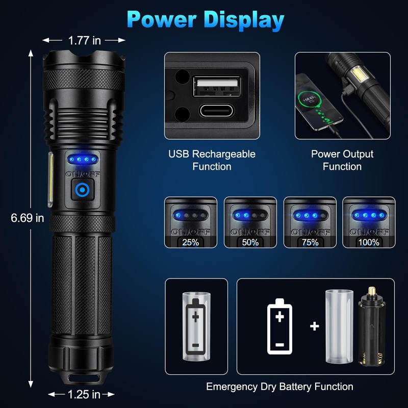 KINGCAESAR Flashlights 90,000 High Lumen - 2 Pack, Ultra Bright