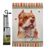Fawn Pitbull Happiness Garden Flag Set with Stand Animals Dog