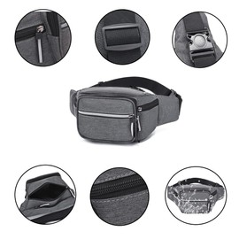 Bum Bag Fanny Pack for Men Women Ladies Large Waist Bag with 6 Pockets for Dog Walking Running Hiking Camping Cycling (Grey)