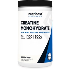 Monohidrato de creatina Nutricost, 100 porciones, 0,18 oz por porcin, monohidrato de creatina pura, Paquete de 1, 1                                   