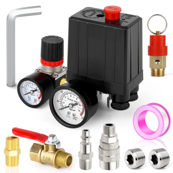 Meanlin Measure Air Compressor Pressure Switch Control Valve 90-120 PSI