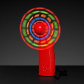 Light Up LED Mini Handheld Fans with Red Handles (Set of 12)