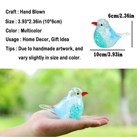 7.5cm Hand Blown Blue Bird Paperweight Collectible Figurine Art Bird Animal Ornament Gifts for Women