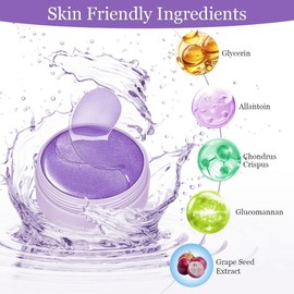 60 Parches de Ojos con Semillas de uva y Colágeno Eye Mask Hidratante Parches Ojos Bolsas y Ojeras, Hidrata Minimiza las Arrugas Hinchazón, Cuidado para Mujer y Hombre