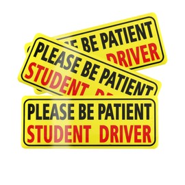 JUSTTOP 3pcs Student Driver Sticker for Car, Please Be Patient Student Driver Stickers, New Drivers Sticker,Non magnetic Reflective Rookie Driver Bumper Sticker(Black&Red)