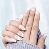 French Tip False Nails with Glue 24 Pcs Soft Gel