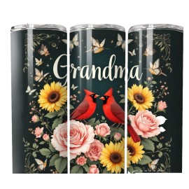 Grandma Cardinal Cardinals Sunflowers Flowers  20oz Tumblr Insulated Travel