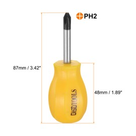 sourcing map 2pcs PH2 Short Phillips Screwdriver #2 Stubby Magnetic Screwdrivers CR-V Small Pocket Screwdriver for DIY Repairing, Yellow