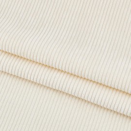 BENECREAT 2 x 1.55m White Floral Corduroy Fabric DIY Sewing Craft Materials Cord Upholstery Fabric for Coat Shirt Dress Pants Costume Sofa Sewing