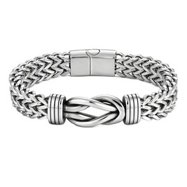STARCHENIE Infinity Knot Bracelet 316L Stainless Steel Double Layer Braided Franco Chain for Men, 8.26 inch
