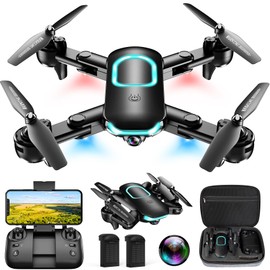 Drone with Camera, Foldable Drone for Beginners with 1080P Camera, Upgrade Altitude Hold, Circle/Rotating/Waypoint Fly, 3D Flip, One Key Start, 3 Speed Mode, 2 Batteries