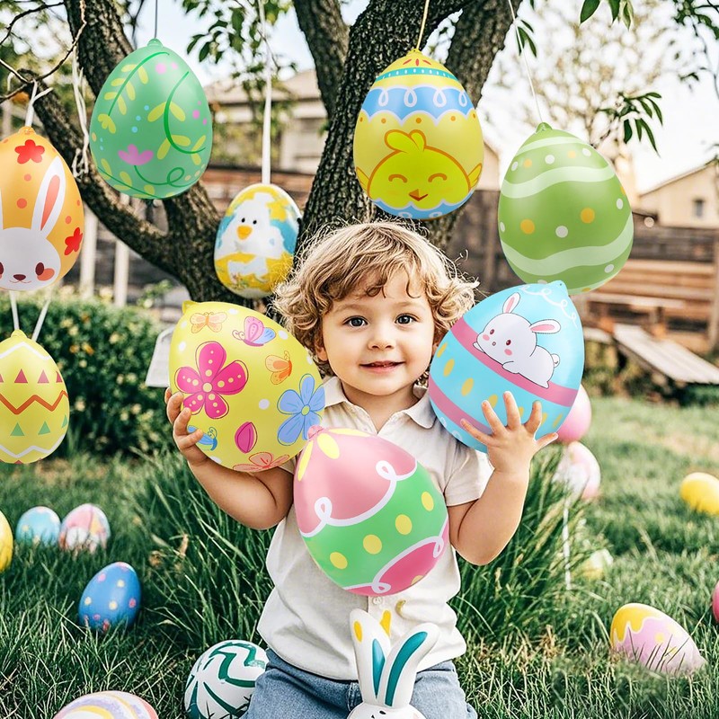 Larber 24 Pcs 9 Inch Inflatable Easter Eggs Outdoor PVC