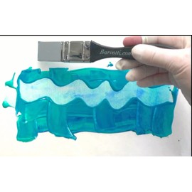 Barvotti Silicone Color Shaper Brush (Mottler) - a Flat Sharp-Edged Flexible Tool to Apply, Move and Remove Acrylic Paints and Water Based Medium with Precision - A Studio Essential 1 Inch Wide