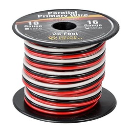 Grand General 55303 Parallel Primary 3-Wire 25ft Roll with Spool For Trucks, Automobile and More –Black, Red & White