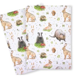 Otters, Badgers, Squirrels, Hares, Rabbit and Mice Country Animal Gift Wrapping - 2 recycled and recyclable gift paper - 2 gift tags - Birthday - Christmas - Mother's Day - Father's Day