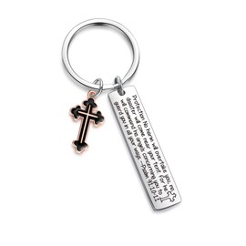 ZNOSVEI Religious Gift Baptism Keychain Godmother Gift Best Friend Keychain Bible Verse Keychain Christian Jewelry Faith Gifts Cross Gift Psalm 91 Keychain Godson Christmas Keychain