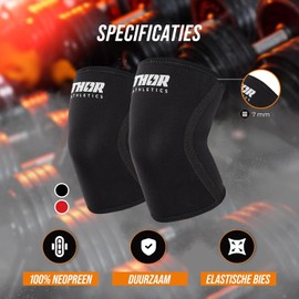 Thor Athletics Knee Support for Weightlifting, Powerlifting, Bodybuilding, Crossfit, Fitness, Knee Sleeve Made of 7 mm Neoprene (XL)