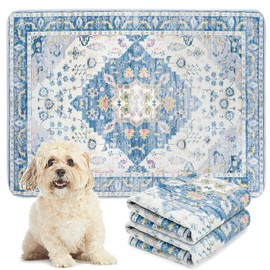 ULIGOTA Washable Pet Sheets for Dogs and Cats, Washable Pet Mat, Pee Mat, Ethnic Pattern, Underlayment Mat, Washable, Quick Drying, Reusable (18.9 x 23.6 inches (48 x 60 cm), Blue