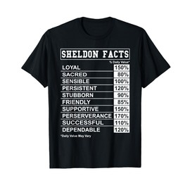 Sheldon Facts T Shirt for Sheldon with Funny Facts T-Shirt
