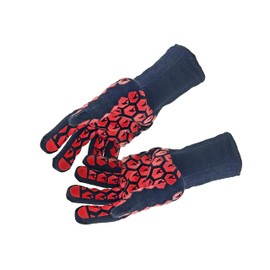 J H Heat Resistant Oven Glove:EN407 Certified 932 °F, 2 Layers Silicone Coating, Oven Mitts for Cooking, Kitchen, Fireplace,Camping, Grilling, 1 Pair