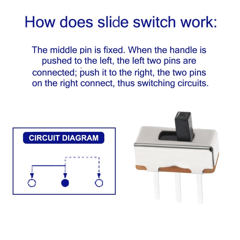 SPDT Mini Micro Slide Switch - SS12D00G(1P2T) 2 Position -