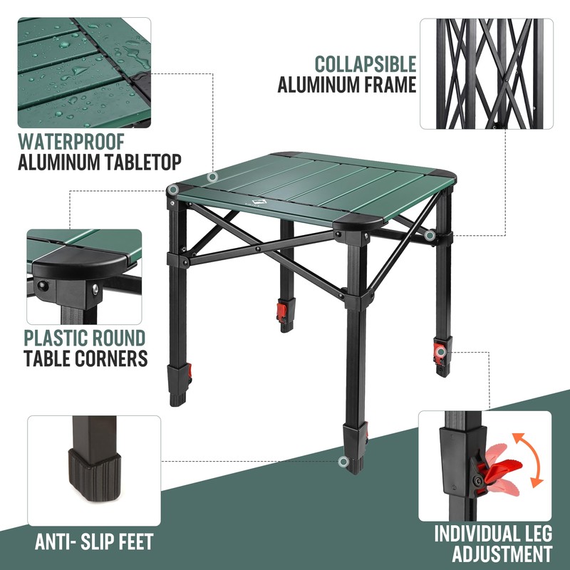 VILLEY Folding Camping Square Table with Carry Bag, Lightweight Aluminum