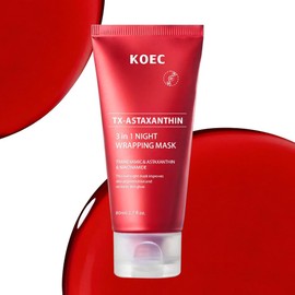 KOEC TXA Astaxanthin 3 In 1 Night Wrapping Mask,Mascarilla Facial Reafirmante Peel-off para Hidratar, Aportar Elasticidad Y Mejorar El Tono de la Piel, 80ML, Regalos para Mujer