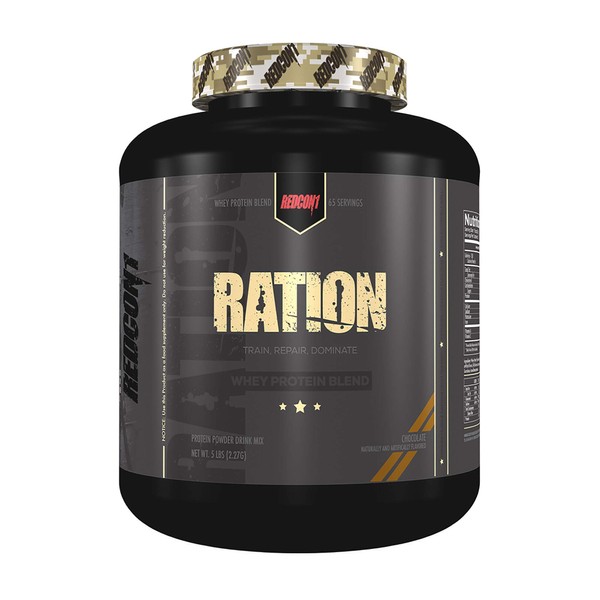 REDCON1 Ration Whey Protein, Chocolate - Keto Friendly + Gluten Free Whey Protein Powder - Contains Whey Protein Hydrolysate + Whey Concentrate (65 Servings)