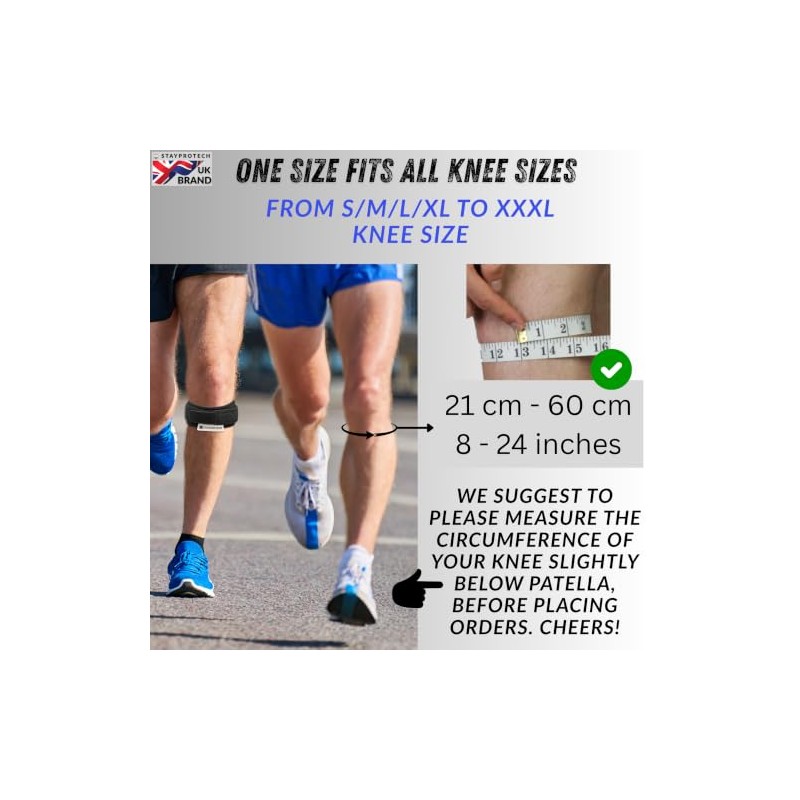 Patella Tendon Knee Strap, Adjustable Knee Support for Running