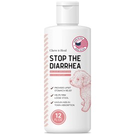 Chew + Heal Labs Anti Diarrhea for Dogs - 12 oz. of Stop The Diarrhea Liquid Supplement with Kaolin - for Diarrhea and Upset Stomach Relief - Made in The USA