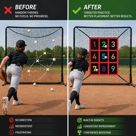 Baseball & Softball Practice Net for Training – Portable Hitting, Pitching & Throwing Net with Strike Zone