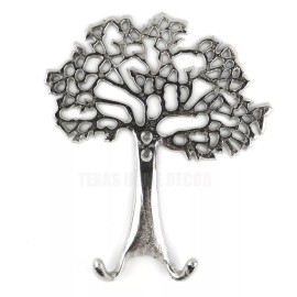 Sil Interiors Tree of Life Wall Hook Plaque Coat Rack Key Towel Hanger Silver Polished 10 1/2"