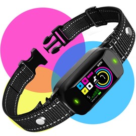 Bark Collar, Smart Dog Training Collar with 5 Sensitivity Levels & 4 Training Modes, Waterproof Automatic Bark Collar for Large Medium Small Dogs with Adjustable Size - Indoor & Outdoor Use (Black)