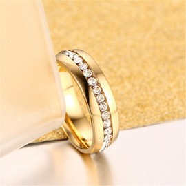 Fashion Month Mens Womens 6mm Titanium Stainless Steel 18k Gold Wedding Ring Channel Set Cubic Zirconia Engagement Band, Zirconia,Stainless Steel,18k Gold,Platinum,Titanium, Cubic Zirconia