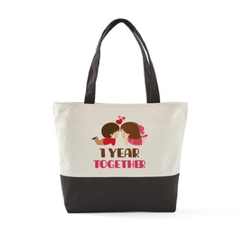 CafePress 1 Year Together Canvas Tote Top Zipper Closure