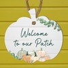 Welcome to Our Patch Hanging Pumpkin Plaque | Rustic Fall-Themed