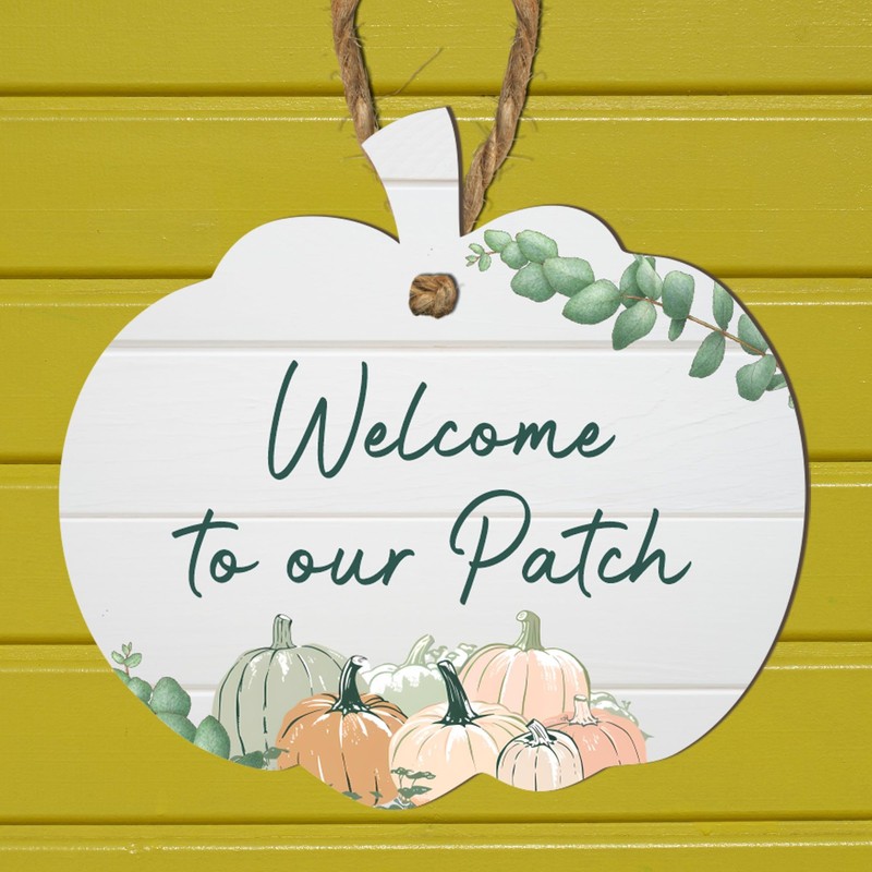 Welcome to Our Patch Hanging Pumpkin Plaque | Rustic Fall-Themed