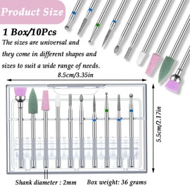 CHENNAN Drill Cuticle Set 10 Pieces Nail Cutter Bit Cuticle Remover Professional Cuticle Grinding Head Nail Art Tools Universal Size for Nail Gel, Acrylic Nails, Manicure Pedicure (A)